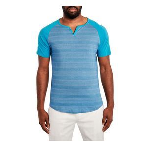 TALLIA SPORT Mens Aqua Color Block Short Sleeve Knit Henley Shirt XL